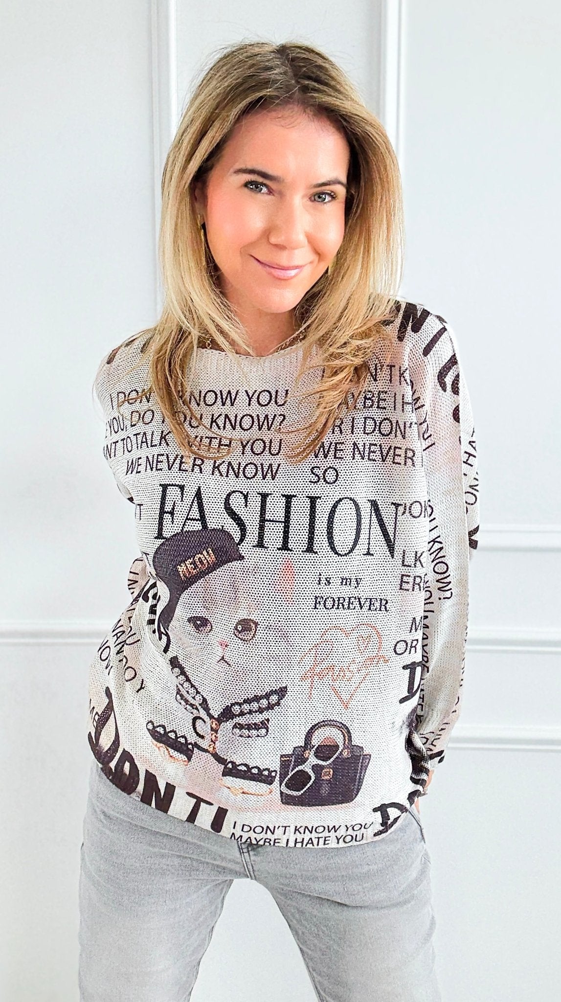 Forever Fashion Lurex St Tropez Knit-140 Sweaters-SORPRESA-Coastal Bloom Boutique, find the trendiest versions of the popular styles and looks Located in Indialantic, FL