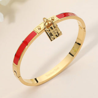 "Forever Love" Lock Charm Bracelet - Red