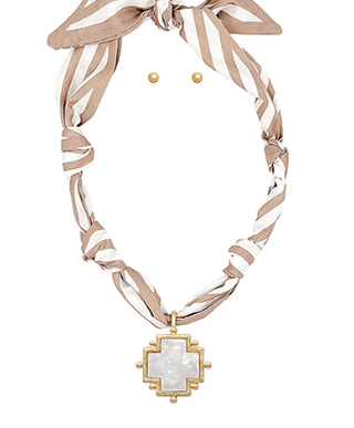 Framed Cross Scarf Necklace