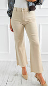Frayed Hem Bootcut Pants - Sand Beige-170 Bottoms-Zenana-Coastal Bloom Boutique, find the trendiest versions of the popular styles and looks Located in Indialantic, FL