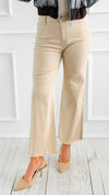 Frayed Hem Bootcut Pants - Sand Beige-170 Bottoms-Zenana-Coastal Bloom Boutique, find the trendiest versions of the popular styles and looks Located in Indialantic, FL
