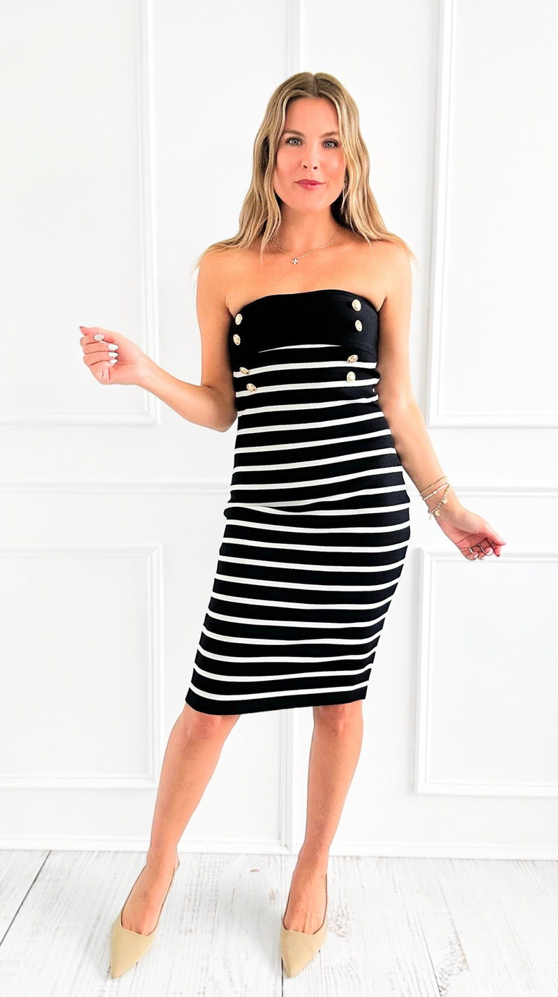 French Riviera Stripe Midi Dress-200 Dresses/Jumpsuits/Rompers-rivir-Coastal Bloom Boutique, find the trendiest versions of the popular styles and looks Located in Indialantic, FL