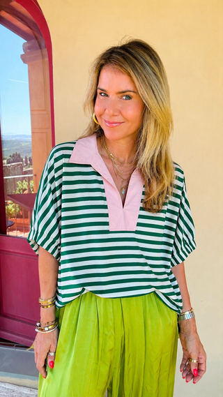 Fresh Take on Classic Stripes Top - Green/White