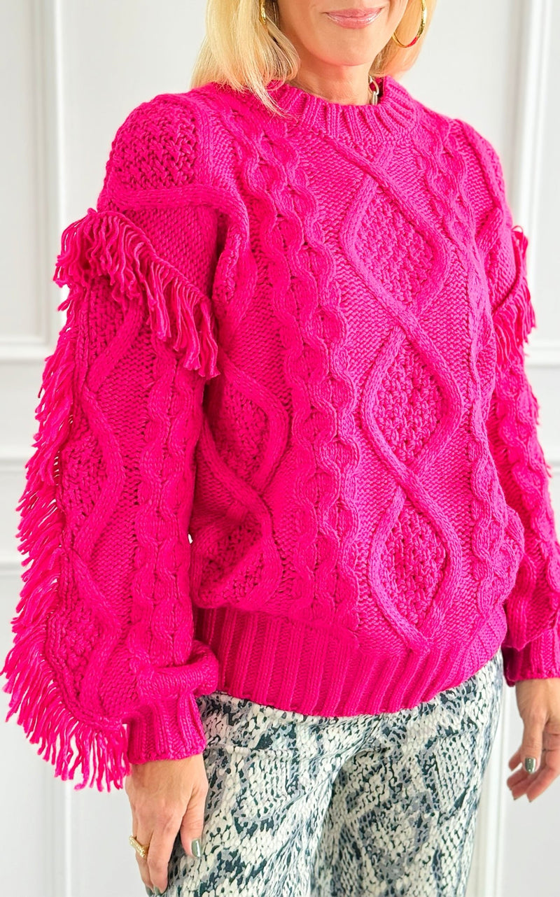 Fringe Dreams Cable Knit Sweater-140 Sweaters-ROUSSEAU-Coastal Bloom Boutique, find the trendiest versions of the popular styles and looks Located in Indialantic, FL