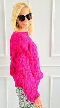 Fringe Dreams Cable Knit Sweater-140 Sweaters-ROUSSEAU-Coastal Bloom Boutique, find the trendiest versions of the popular styles and looks Located in Indialantic, FL