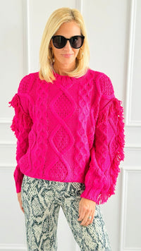 Fringe Dreams Cable Knit Sweater-140 Sweaters-ROUSSEAU-Coastal Bloom Boutique, find the trendiest versions of the popular styles and looks Located in Indialantic, FL