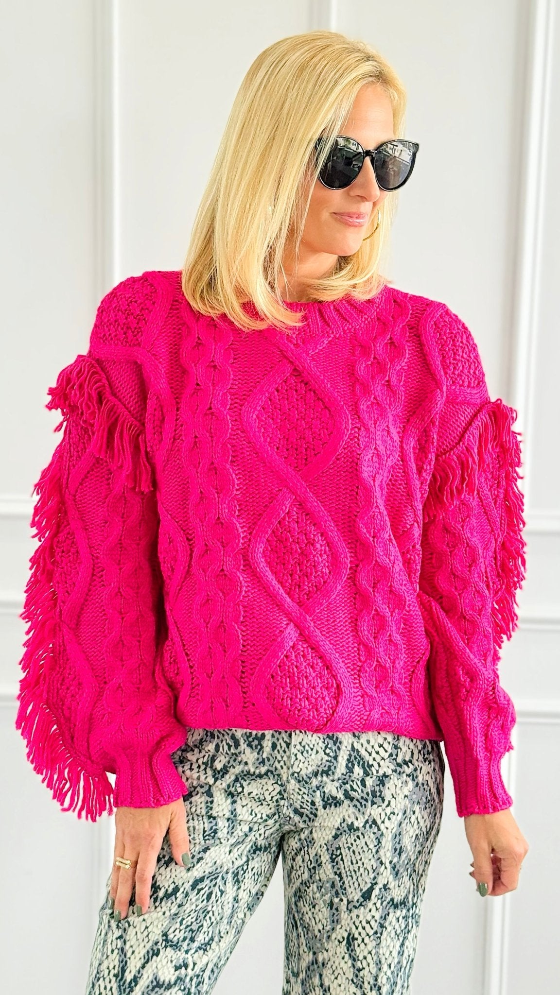 Fringe Dreams Cable Knit Sweater-140 Sweaters-ROUSSEAU-Coastal Bloom Boutique, find the trendiest versions of the popular styles and looks Located in Indialantic, FL