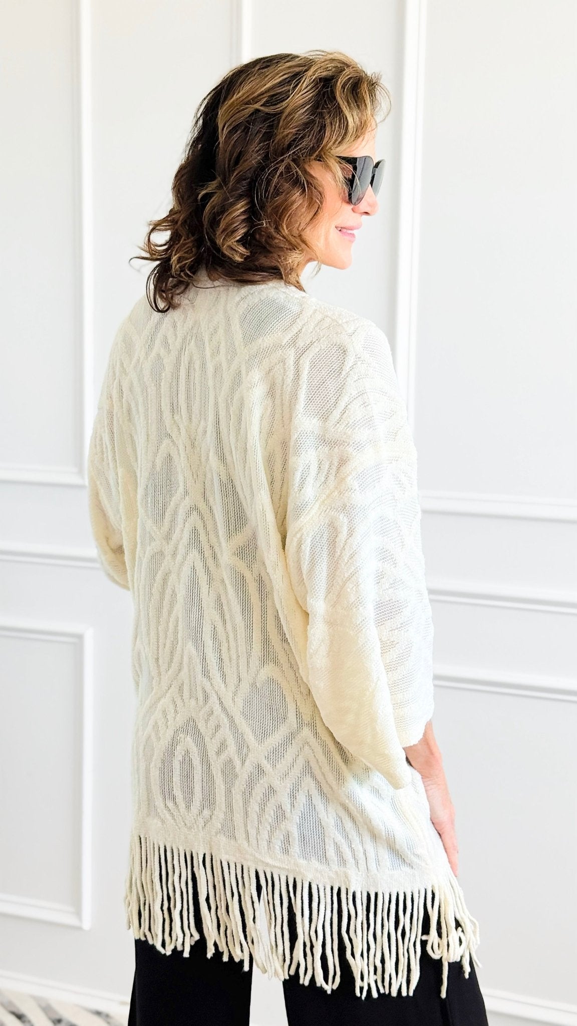 Fringe Trim Crochet Draped Shawl Wrap-150 Cardigan Layers-NYW-Coastal Bloom Boutique, find the trendiest versions of the popular styles and looks Located in Indialantic, FL