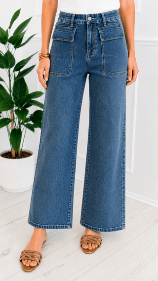 Front Pocket Wide Leg Pants - Array