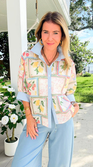 Fruit & Coastal Collared Blouse