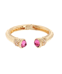 Gold Chunky Elegant Cuff Bracelet  - Fuchsia