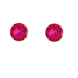 Solitaire Stud Earrings - Fuchsia
