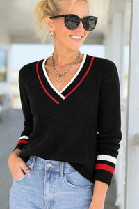 Game Day Glow Colorblock V-Neck Sweater