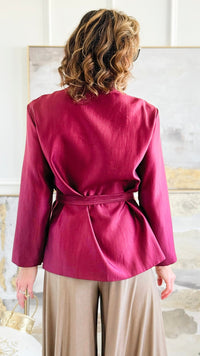 Garden Affair Belted Jacket - Red-160 Jackets-LA ROS-Coastal Bloom Boutique, find the trendiest versions of the popular styles and looks Located in Indialantic, FL