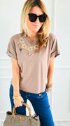 Gem Accent Top-110 Short Sleeve Tops-PASTEL DESIGN-Coastal Bloom Boutique, find the trendiest versions of the popular styles and looks Located in Indialantic, FL