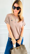 Gem Accent Top-110 Short Sleeve Tops-PASTEL DESIGN-Coastal Bloom Boutique, find the trendiest versions of the popular styles and looks Located in Indialantic, FL