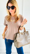Gem Accent Top-110 Short Sleeve Tops-PASTEL DESIGN-Coastal Bloom Boutique, find the trendiest versions of the popular styles and looks Located in Indialantic, FL