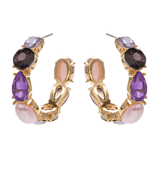 Gemstone Hoop Earrings - Purple