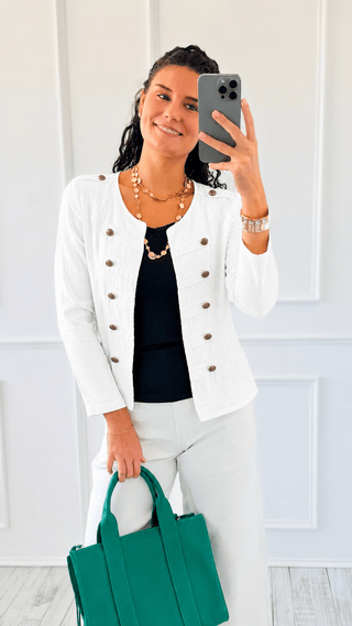 Getaway Linen Jacket- White