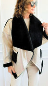 Gilded Contrast Faux Fur Italian Jacket-160 Jackets-MILAN SLV-Coastal Bloom Boutique, find the trendiest versions of the popular styles and looks Located in Indialantic, FL