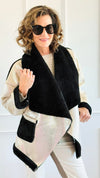 Gilded Contrast Faux Fur Italian Jacket-160 Jackets-MILAN SLV-Coastal Bloom Boutique, find the trendiest versions of the popular styles and looks Located in Indialantic, FL