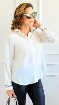 Gilded Edge Shirt-130 Long Sleeve Tops-Must Have-Coastal Bloom Boutique, find the trendiest versions of the popular styles and looks Located in Indialantic, FL