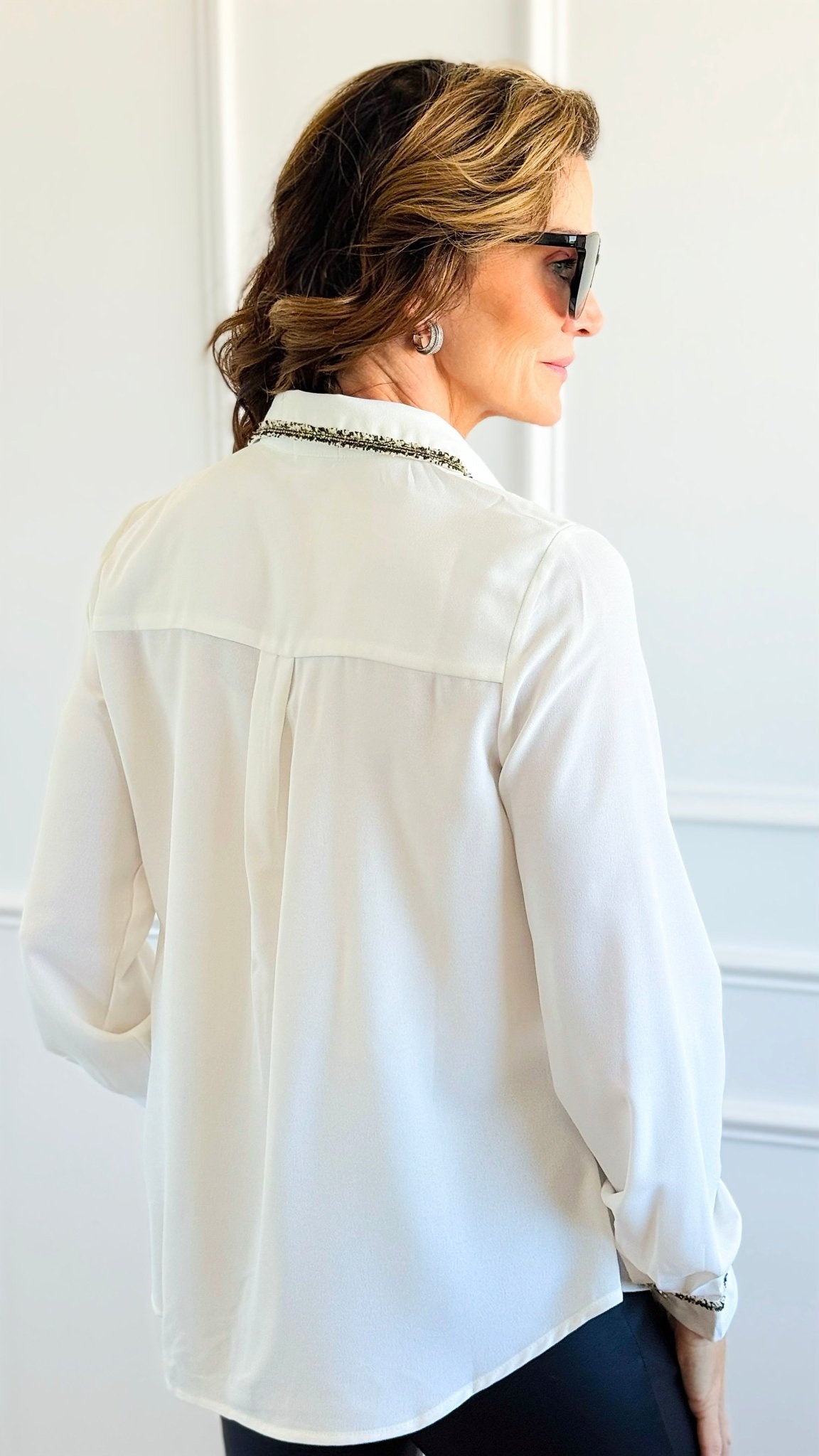 Gilded Edge Shirt-130 Long Sleeve Tops-Must Have-Coastal Bloom Boutique, find the trendiest versions of the popular styles and looks Located in Indialantic, FL