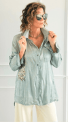 Gilded Wild Italian Blouse- Silver-110 Long Sleeve Tops-GI STUDIO-Coastal Bloom Boutique, find the trendiest versions of the popular styles and looks Located in Indialantic, FL