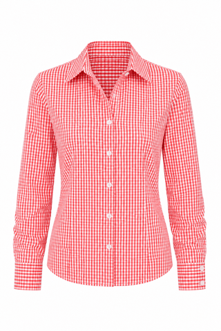 Gingham Button Top - Red