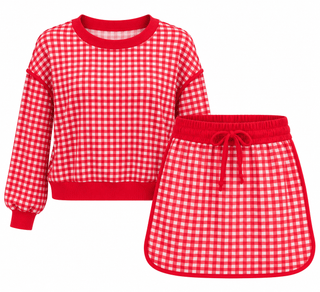 Gingham Sweatshirt & Skort Set