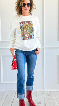 Glam Queen Of Heart Italian Sweatshirt-110 Long Sleeve Tops-FIRSTAGE-Coastal Bloom Boutique, find the trendiest versions of the popular styles and looks Located in Indialantic, FL