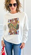 Glam Queen Of Heart Italian Sweatshirt-110 Long Sleeve Tops-FIRSTAGE-Coastal Bloom Boutique, find the trendiest versions of the popular styles and looks Located in Indialantic, FL