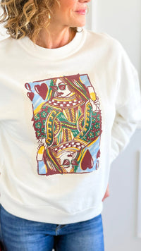 Glam Queen Of Heart Italian Sweatshirt-110 Long Sleeve Tops-FIRSTAGE-Coastal Bloom Boutique, find the trendiest versions of the popular styles and looks Located in Indialantic, FL