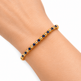 Gold Beaded Bracelet - Blue