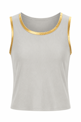 Gold Edge Italian Tank Top- Greige