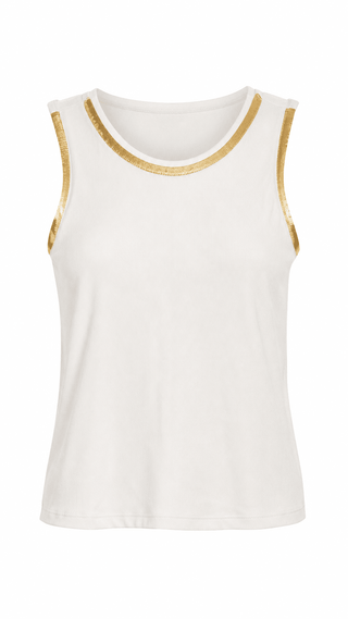 Gold Edge Italian Tank Top- Off White