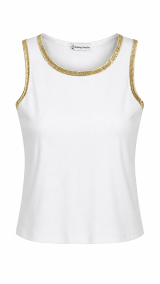 Gold Edge Italian Tank Top- White