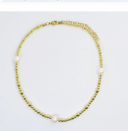 Pearl Station & Golden Glimmer Necklace-230 Jewelry-TREASURE JEWELS-Coastal Bloom Boutique, find the trendiest versions of the popular styles and looks Located in Indialantic, FL