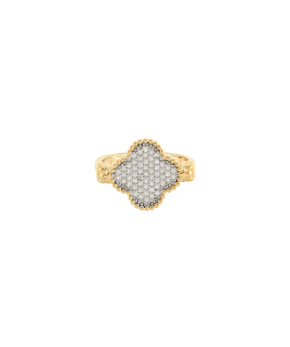 Pavé Clover Detail Ring-230 Jewelry-GS JEWELRY-Coastal Bloom Boutique, find the trendiest versions of the popular styles and looks Located in Indialantic, FL