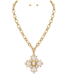 Radiant Cross Mosaic Necklace