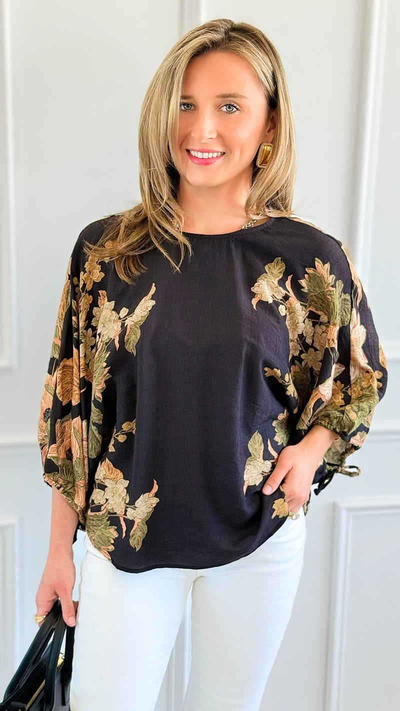 Golden Bloom Puff Sleeve Top-110 short Sleeve Top-ENTRO-Coastal Bloom Boutique, find the trendiest versions of the popular styles and looks Located in Indialantic, FL