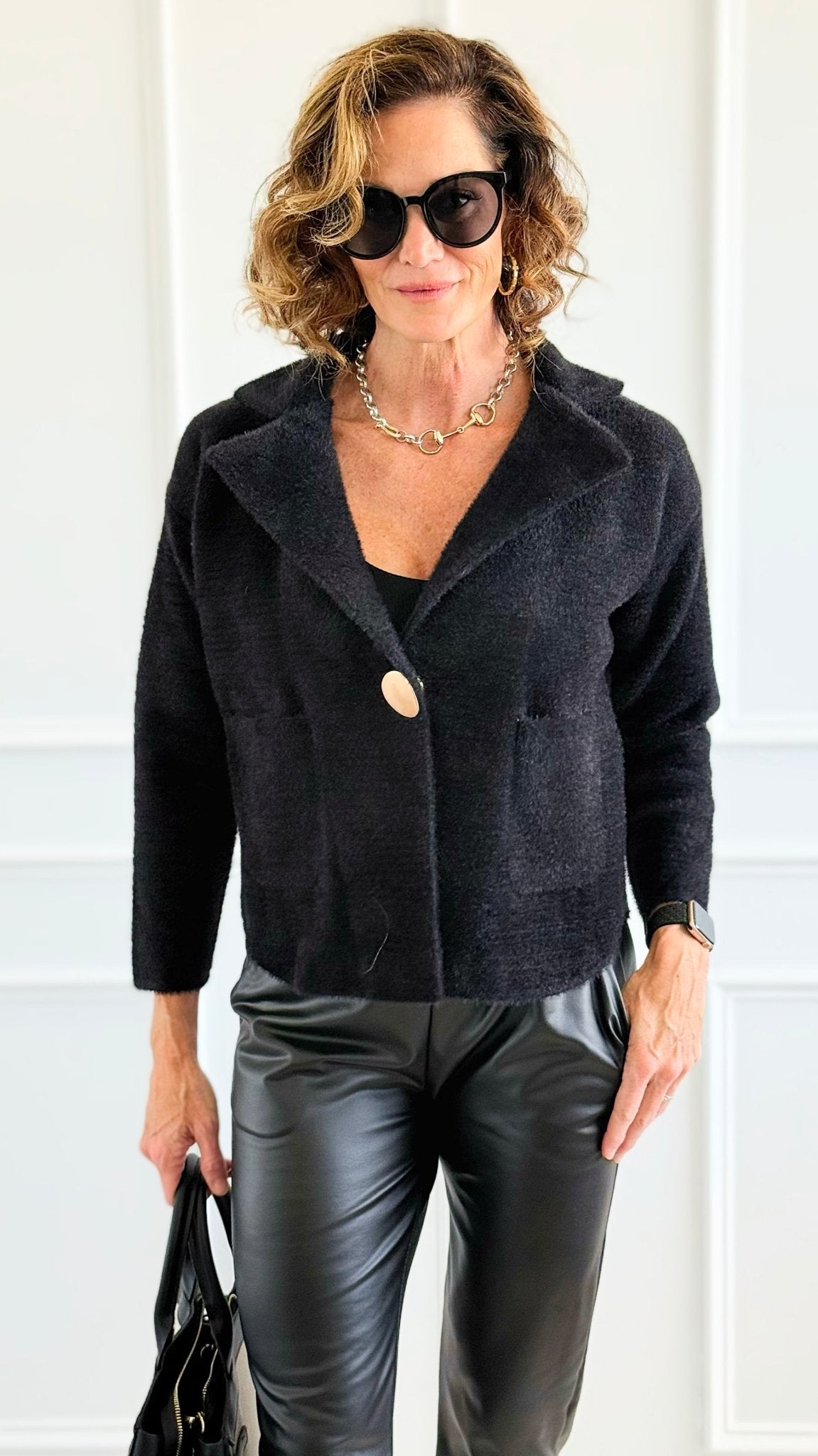 Golden Button Fitted Blazer-160 Jackets-Z STUDIO-Coastal Bloom Boutique, find the trendiest versions of the popular styles and looks Located in Indialantic, FL