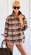 Golden Checked Italian Woven Top-110 Long Sleeve Tops-TATTOO Z-Coastal Bloom Boutique, find the trendiest versions of the popular styles and looks Located in Indialantic, FL