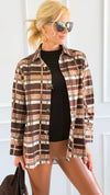 Golden Checked Italian Woven Top-110 Long Sleeve Tops-TATTOO Z-Coastal Bloom Boutique, find the trendiest versions of the popular styles and looks Located in Indialantic, FL