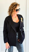 Golden Double Breasted Italian Jacket-160 Jackets-Mitica & Co-Coastal Bloom Boutique, find the trendiest versions of the popular styles and looks Located in Indialantic, FL