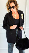 Golden Double Breasted Italian Jacket-160 Jackets-Mitica & Co-Coastal Bloom Boutique, find the trendiest versions of the popular styles and looks Located in Indialantic, FL