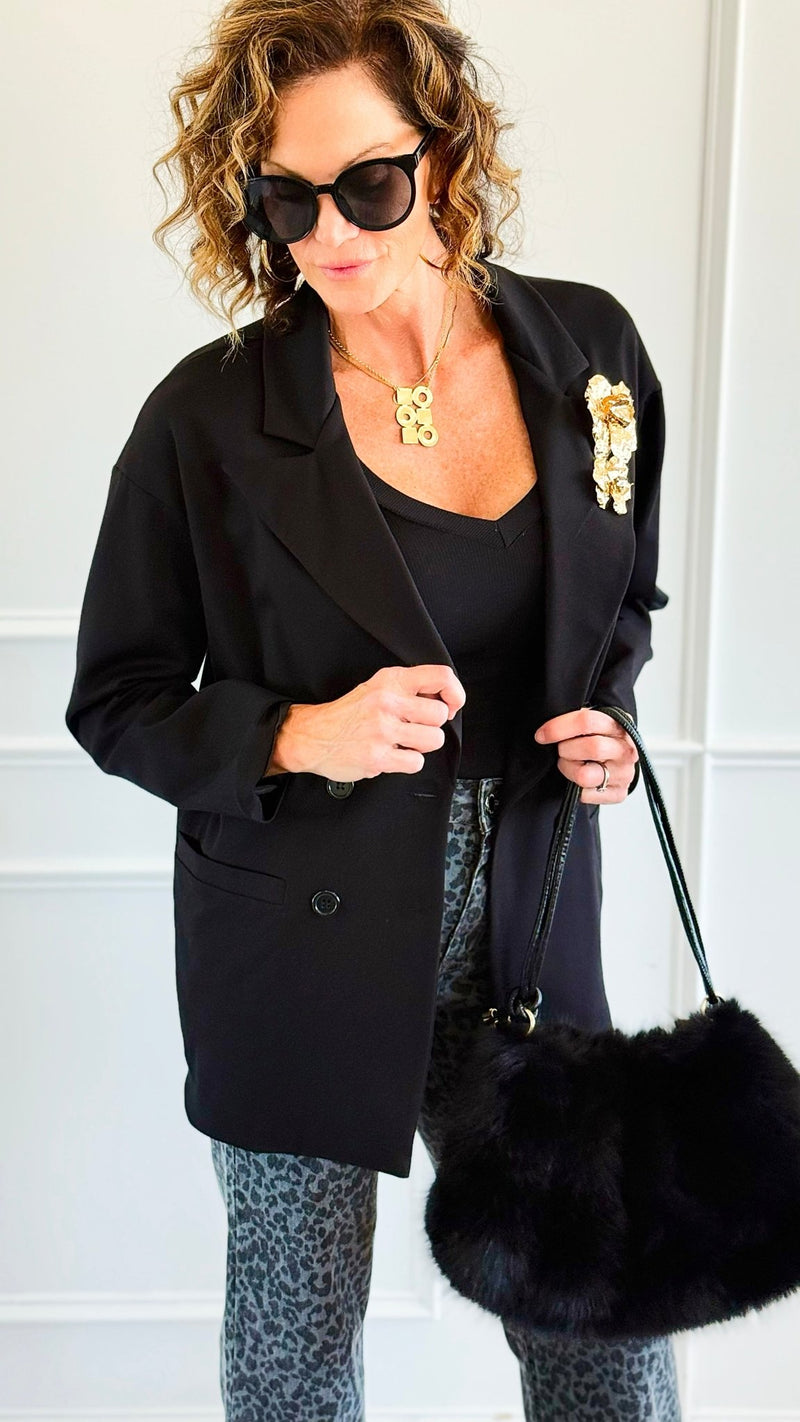Golden Double Breasted Italian Jacket-160 Jackets-Mitica & Co-Coastal Bloom Boutique, find the trendiest versions of the popular styles and looks Located in Indialantic, FL