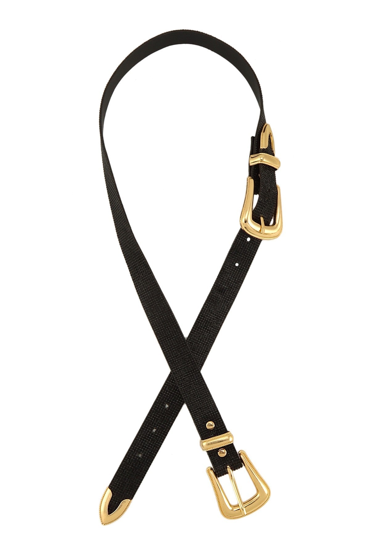 Golden Edge Slim Belt - Black-260 Other Accessories-ICCO ACCESSORIES-Coastal Bloom Boutique, find the trendiest versions of the popular styles and looks Located in Indialantic, FL