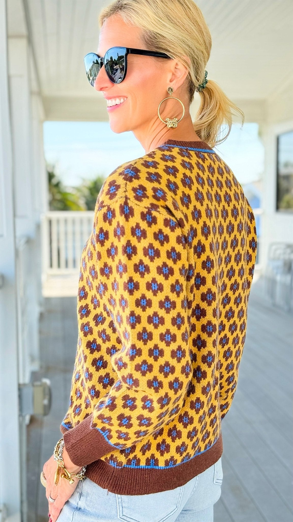 Golden Garden Knit Sweater-140 Sweaters-Umgee-Coastal Bloom Boutique, find the trendiest versions of the popular styles and looks Located in Indialantic, FL