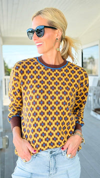 Golden Garden Knit Sweater-140 Sweaters-Umgee-Coastal Bloom Boutique, find the trendiest versions of the popular styles and looks Located in Indialantic, FL